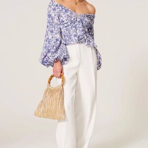 Caroline Constas Blue Onira Top Blue and White Size XS